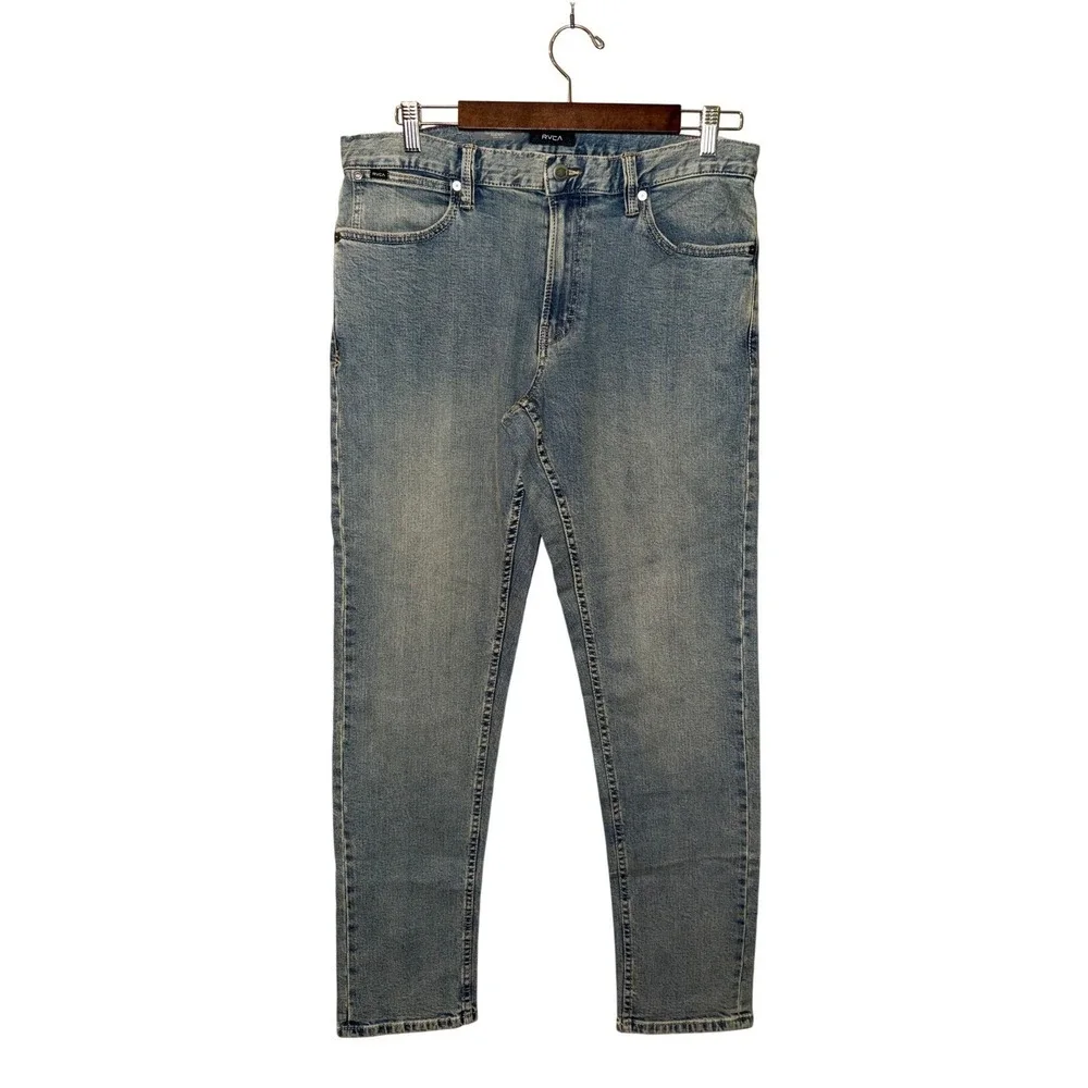 RVCA‎ Daggers Jeans Mens 33 Medium Wash Stretch Slim Straight Denim Skate NEW